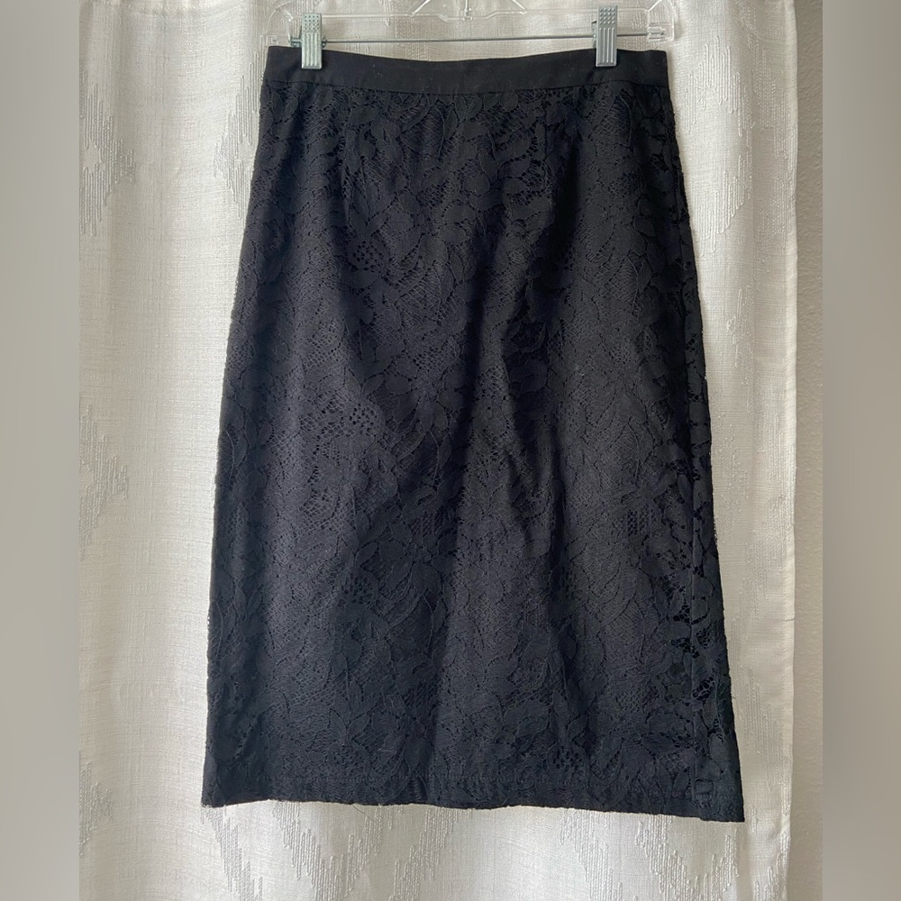 Black lace pencil skirt.